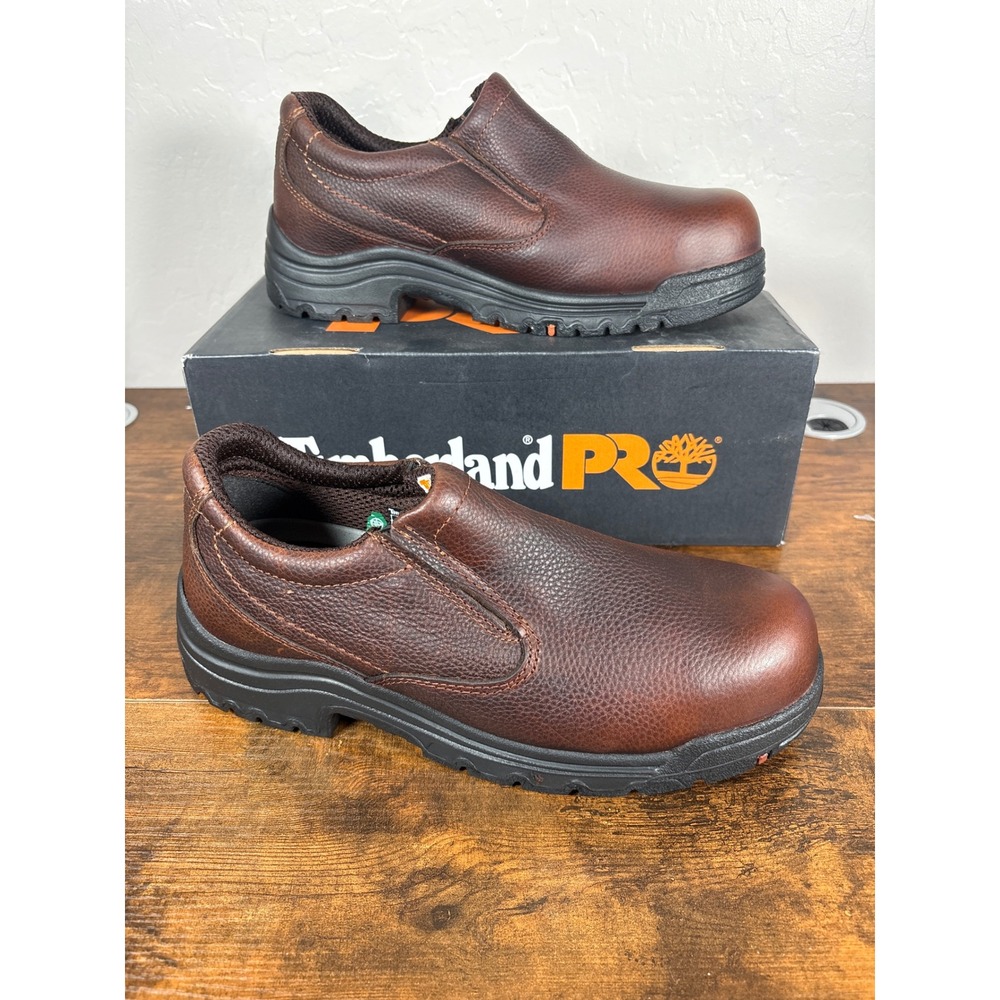 Timberland PRO Titan Men 10 Brown Leather Alloy Safety Toe Work Shoes TB053534